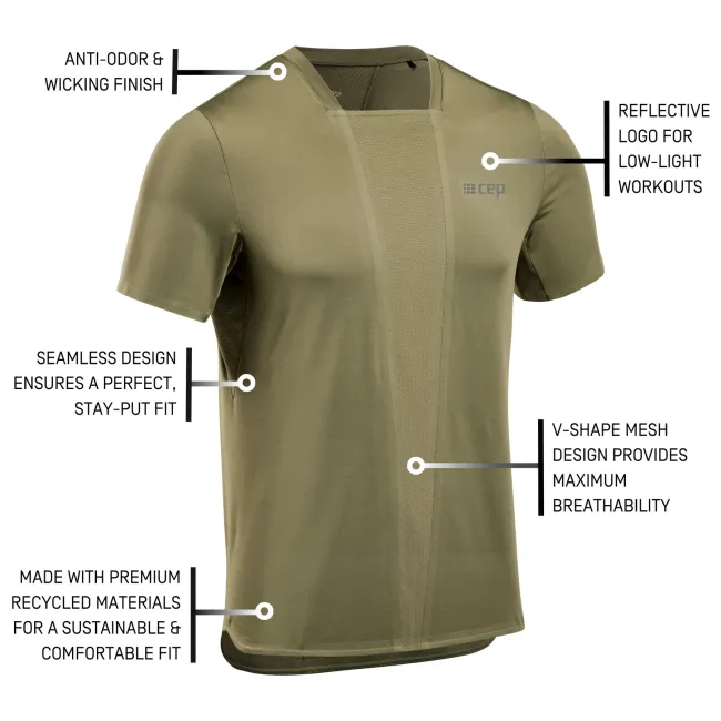 CEP - Tricou cu maneca scurta barbati The Run Shirt - verde inchis maslina