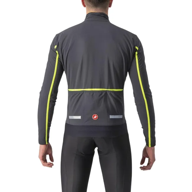 Castelli - Jacheta ciclism vreme rece sau iarna, Flight Air jacket - gri antracit galben fluo