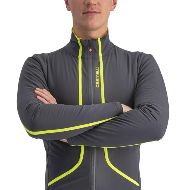 Castelli - Jacheta ciclism vreme rece sau iarna, Flight Air jacket - gri antracit galben fluo