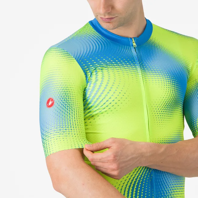 Castelli - tricou ciclism maneca scurta regular fit - Vortice Jersey - albastru | verde lime