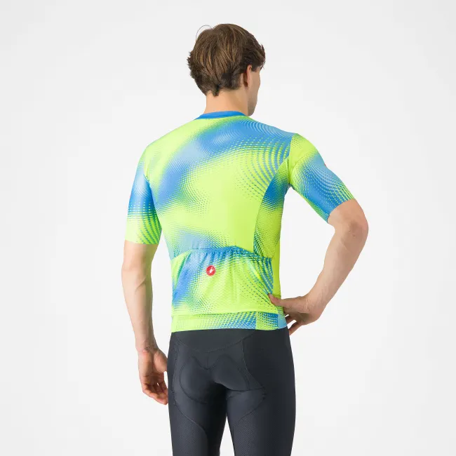 Castelli - tricou ciclism maneca scurta regular fit - Vortice Jersey - albastru | verde lime