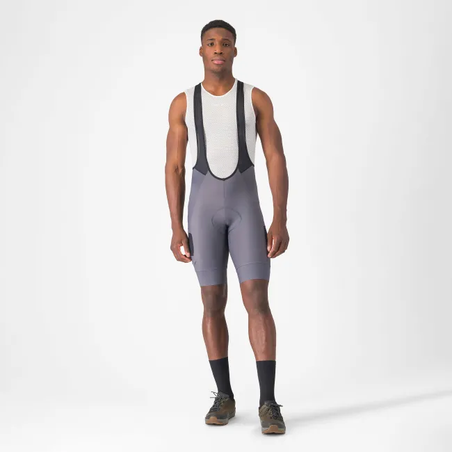 Castelli - pantaloni ciclism scurti cu bretele - Unlimited Cargo Bibshort - 15-35 gr C - gri inchis Smokey