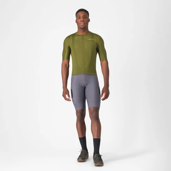 Castelli - pantaloni ciclism scurti cu bretele - Unlimited Cargo Bibshort - 15-35 gr C - gri inchis Smokey