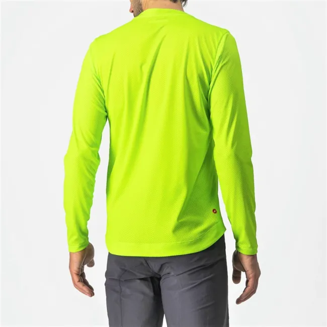 Castelli - tricou ciclism pentru barbati, maneca lunga Trail Tech LS Tee jersey - galben electric fluo lime negru