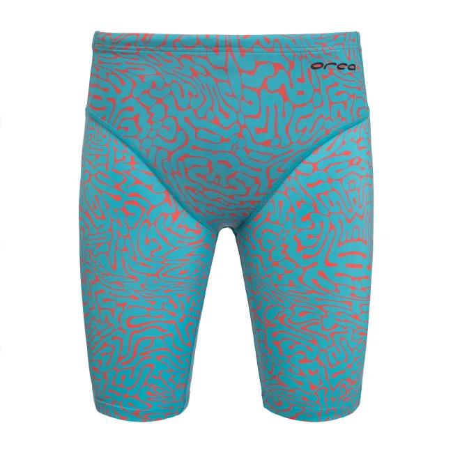 Orca - costum inot pentru barbati tip jammer - albastru deschis portocaliu