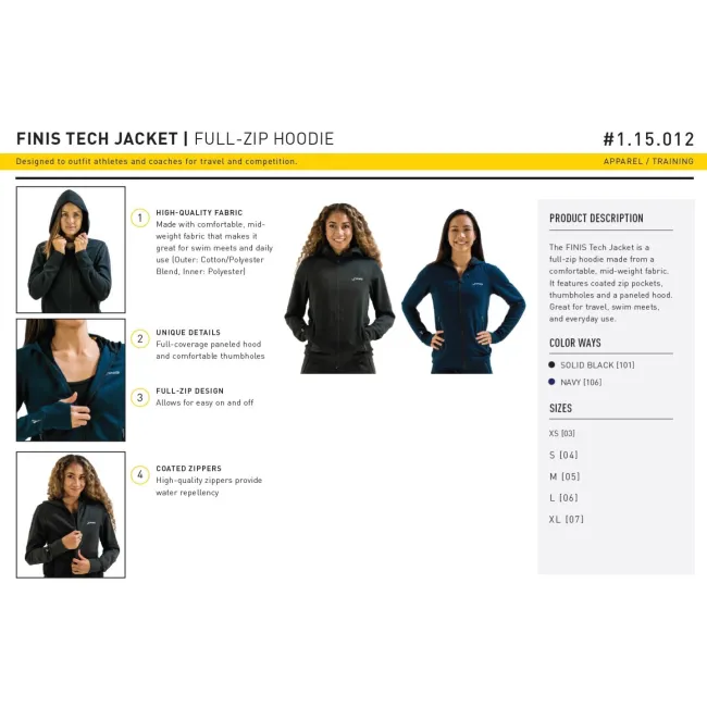 Finis - Hanorac tehnic cu fermoar pentru femei Tech Jacket - albastru inchis