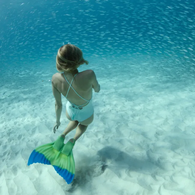 Finis - labe inot adulti Luna Monofin - roz inchis pepene verde fluo