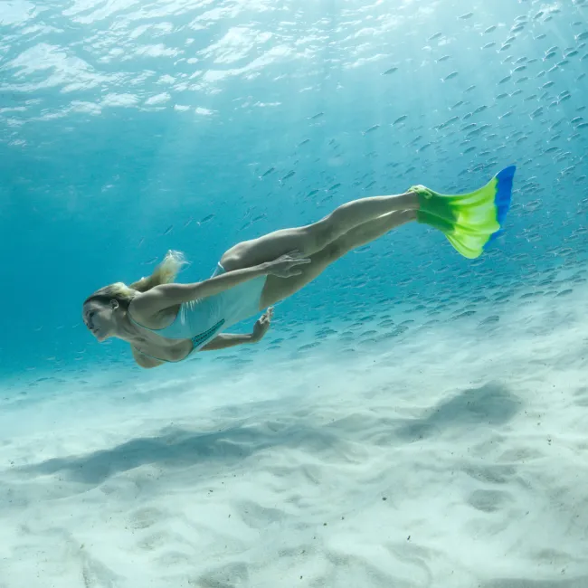 Finis - labe inot adulti Luna Monofin - roz inchis pepene verde fluo