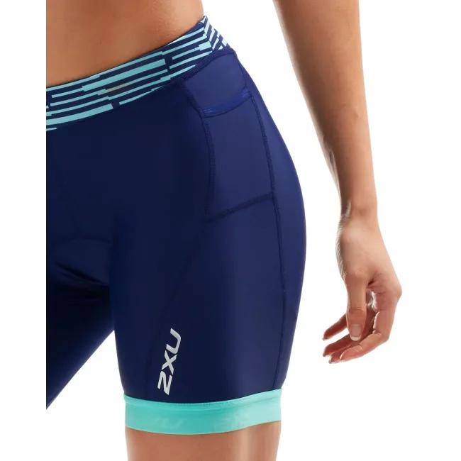 2XU - Pantaloni sport pentru femei - Tri Short Active W - negru turcoaz