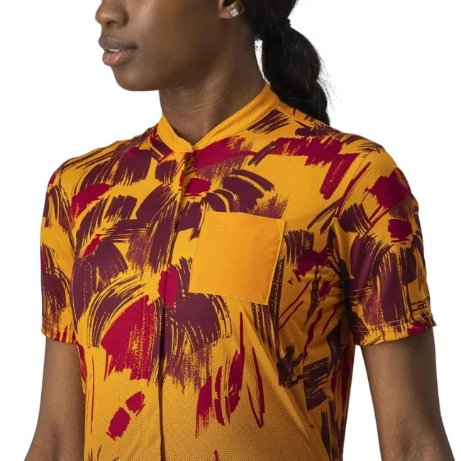 Castelli - tricou ciclism pentru femei, maneca scurta Unlimited Sentiero jersey - portocaliu visiniu barbaresco