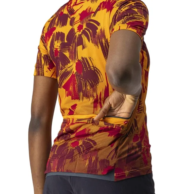 Castelli - tricou ciclism pentru femei, maneca scurta Unlimited Sentiero jersey - portocaliu visiniu barbaresco