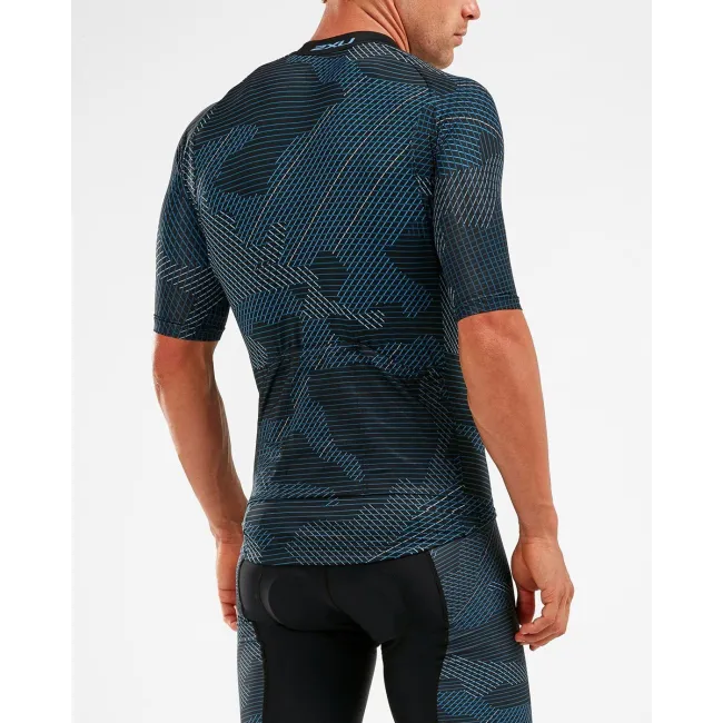 2XU - Aero Cycle Jersey - Tricou ciclism - albastru camuflaj