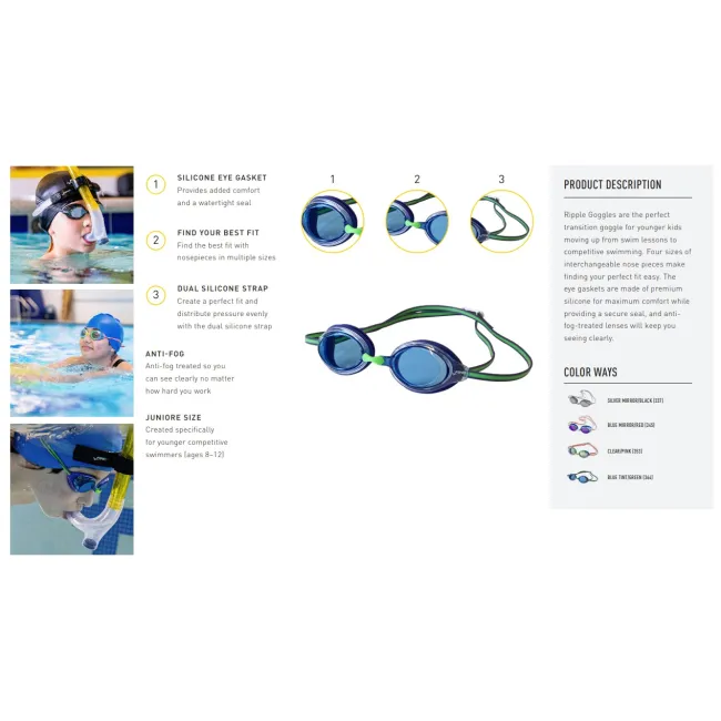 Finis - ochelari inot pentru copii (8-12 ani) Ripple Goggles - gri oglinda negru