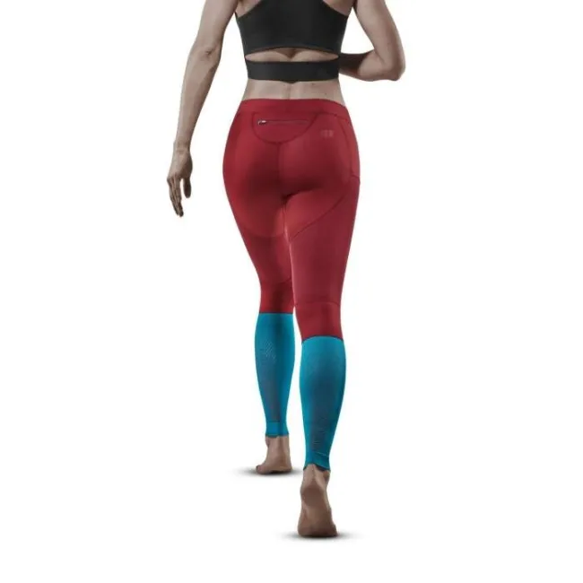CEP - colanti de alergare - Run compression Tights 3.0 W - Rosu Inchis I Petrol
