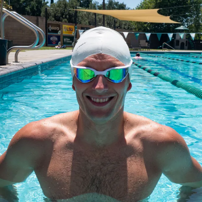 Finis - ochelari inot pentru triatlon Hayden Goggles - alb cu lentila oglinda mov