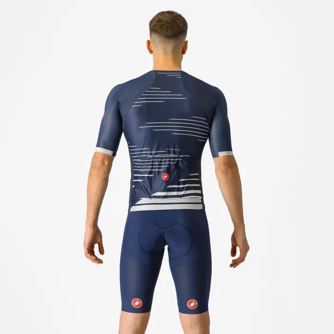 Castelli - pantaloni ciclism scurti cu bretele - Superleggera Bibshort - 20-40 gr C - albastru belgian