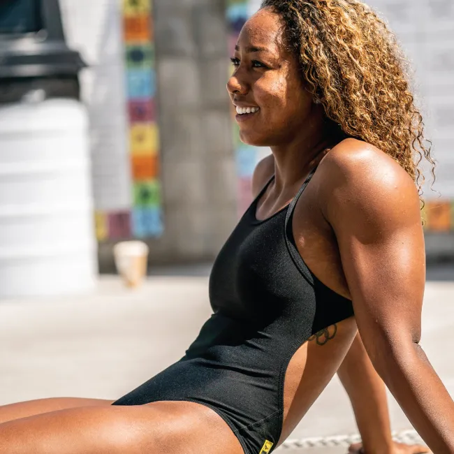 Finis - costum de baie intreg - Openback Solid Color - negru