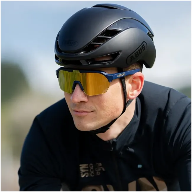 Ochelari de soare electro fotocromatici React Swiss OPTRAY ORION - lentila aurie si rama bleumarin