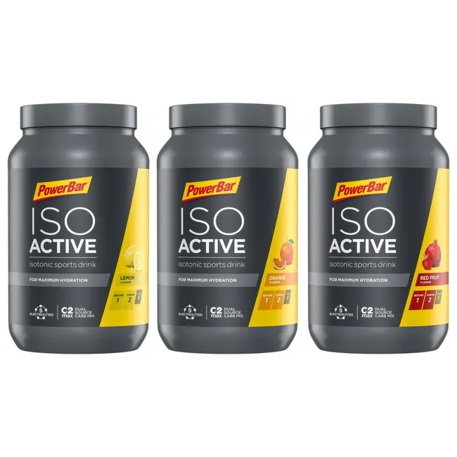 Powerbar - pudra izotonica Isoactive, aroma fructe rosii - bidon 1320g