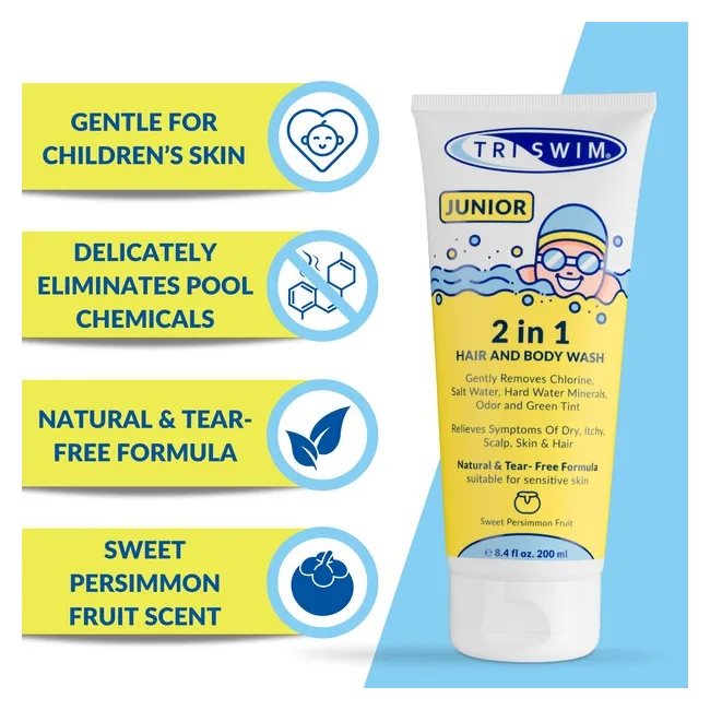 Triswim - 2 in 1 junior - sampon si gel de dus - sweet persimmon - 200ml