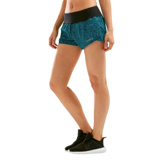 2XU - Short alergare XVENT Free Short 3" W - Rain Spot- Ocean Teal