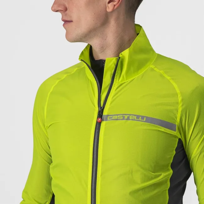 Castelli Squadra stretch - jacheta ciclism anti vant - verde lime electric gri inchis