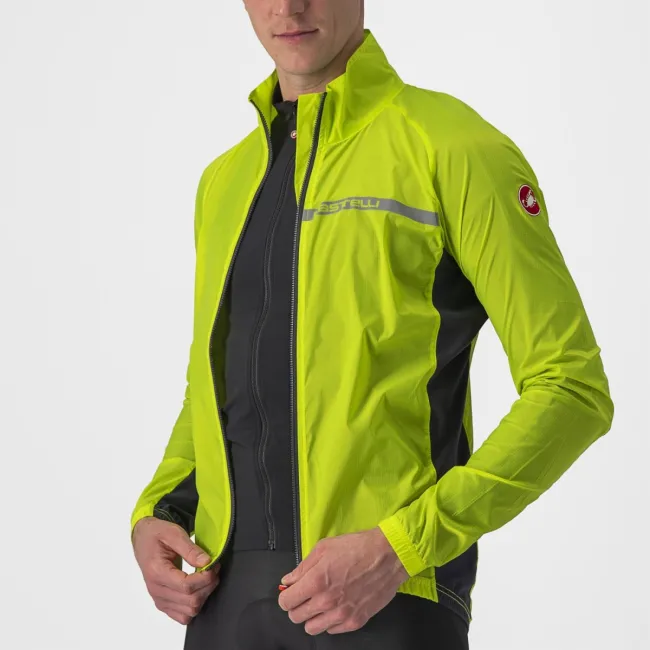 Castelli Squadra stretch - jacheta ciclism anti vant - verde lime electric gri inchis