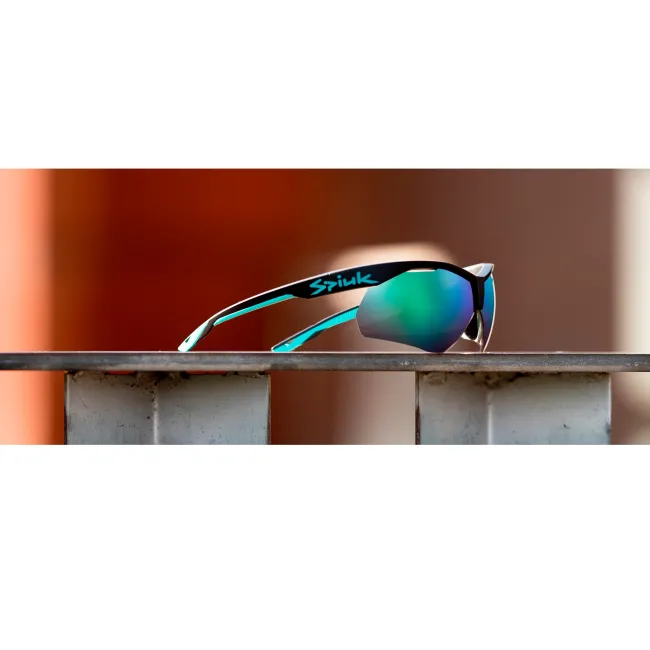 Spiuk - ochelari soare sport Ventix K, 2 lentile de schimb transparent si verde oglinda - rama neagra turquoise