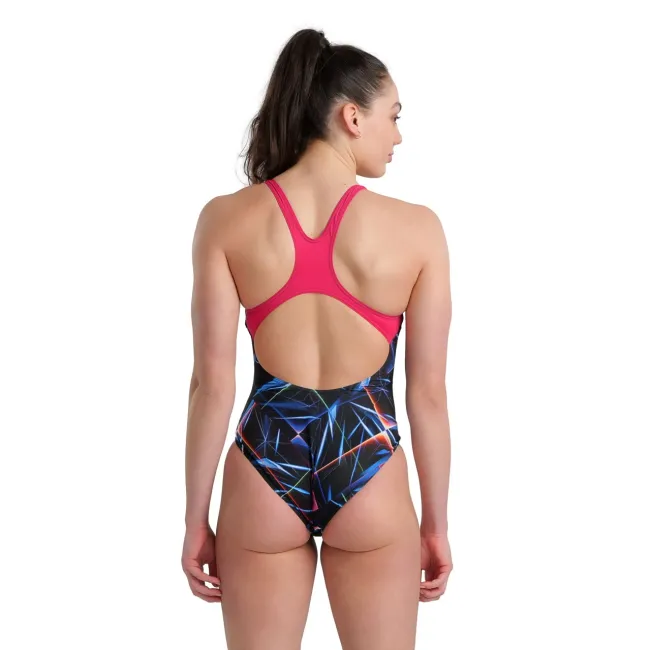 Arena - costum inot femei intreg - W Swimsuit Swim Pro Back Allover - Black I Multi I Freak Rose