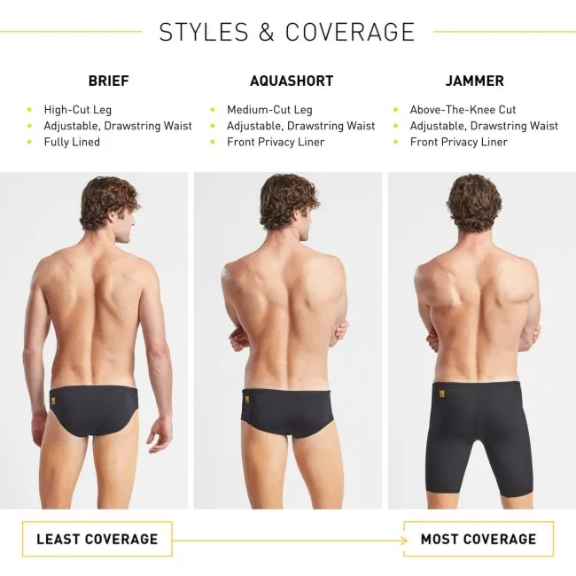 Finis - Slip inot barbati - Aqua Short Solid - Negru