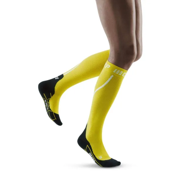 CEP - Sosete de compresie pentru femei alergare iarna Winter Run Socks - galben negru