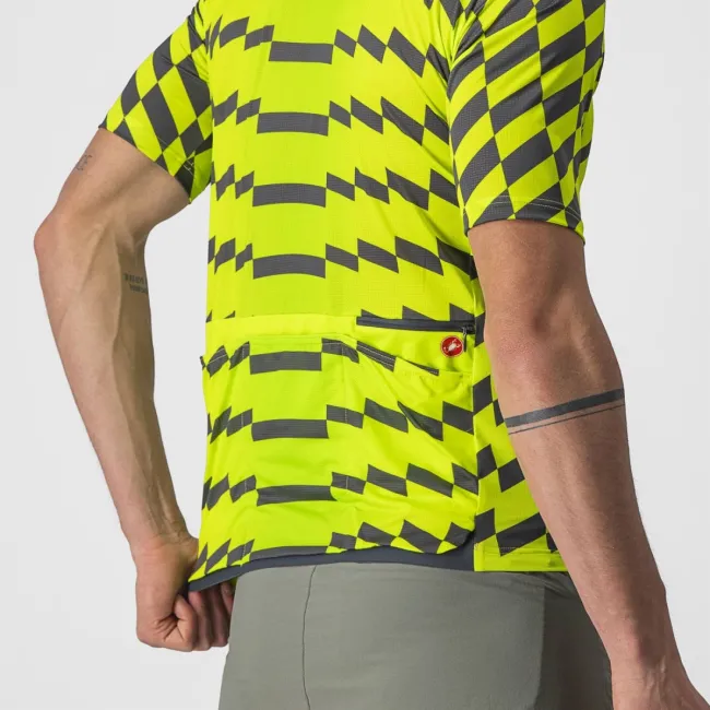 Castelli - tricou pentru ciclism cu maneca scurta Unlimited Sterrato Jersey - verde electric lime gri inchis