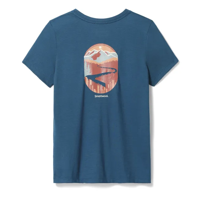 Smartwool - tricou sport femei maneca scurta Denver Skyline Graphic Short Sleeve Tee Slim Fit - albastru inchis amurg