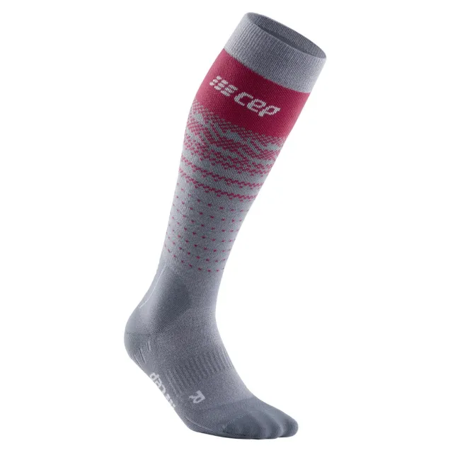 CEP - Sosete ski thermo lungi pentru femei Ski Thermo Merino Socks - gri rosu inchis