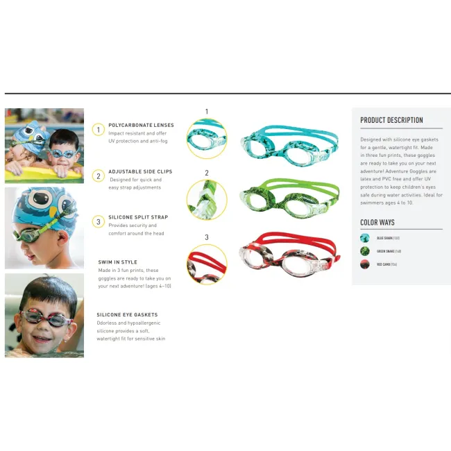 Finis - ochelari inot confortabili pentru copii (4-10 ani) Adventure Goggles - albastru rechin