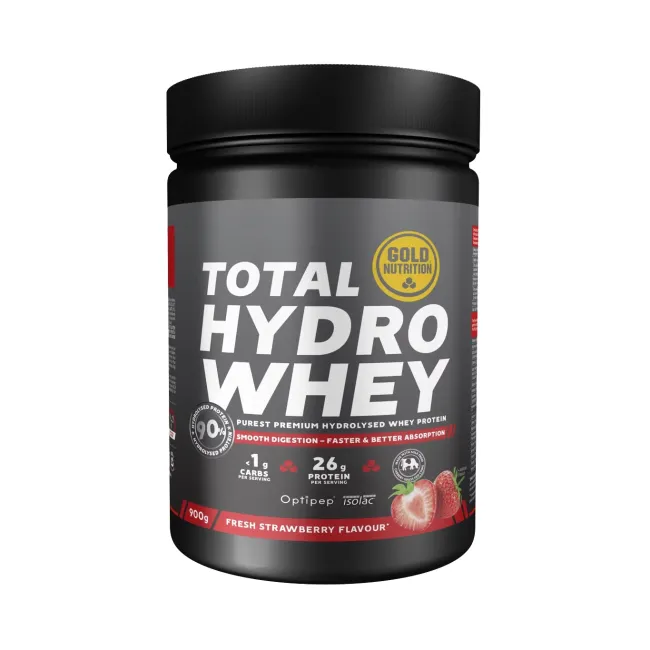 Gold nutrition - pudra proteica din zer Total Hydro Whey, aroma capsuni - bidon 900g