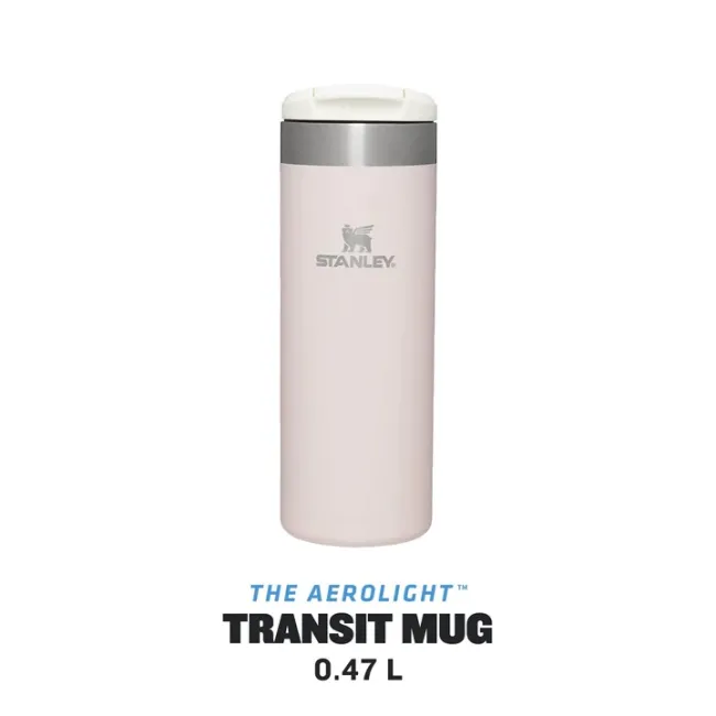 Stanley - termos mic calatorie The Aerolight Transit Mug - roz deschis cuart - 470 ml