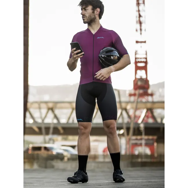 Spiuk - Pantaloni scurti ciclism Max carbon bordeaux bibshort - negru