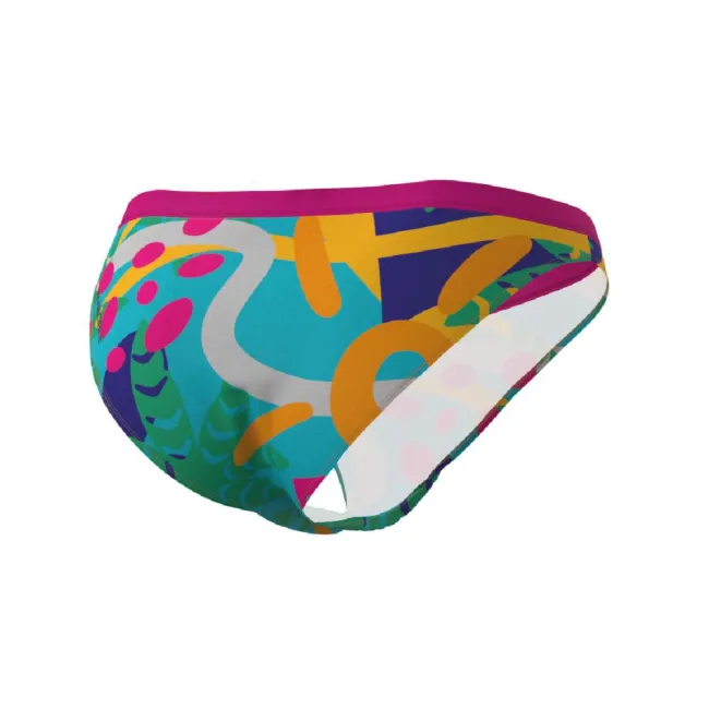 Z3R0D - slip Costum baie femei two pieces - rosu galben albastru Expressive Resort