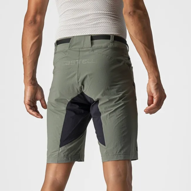 Castelli - pantaloni ciclism scurti si largi pentru barbati Unlimited Trail Baggy Short - verde army padure negru