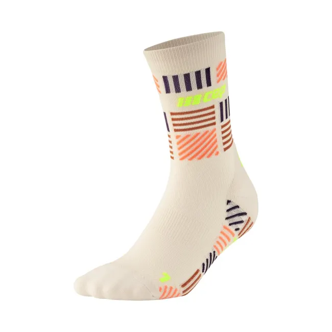 CEP - sosete compresie medii - the run limited 2024.2 socks mid cut W - cream | neon yellow