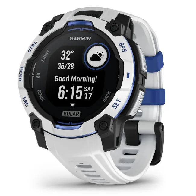 Garmin INSTINCT 3 - 45 mm Solar - Whitestone cu curea Whitestone/albastru intens - smartwatch robust cu GPS