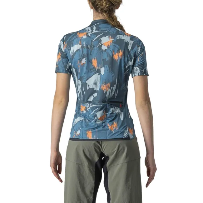 Castelli - tricou ciclism pentru femei, maneca scurta Unlimited Sentiero jersey - albastru bleu portocaliu coral