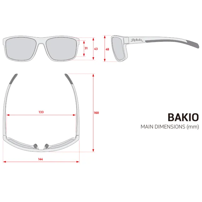 Spiuk - ochelari soare casual Bakio, lentile polarizate portocaliu oglinda - rama rosie