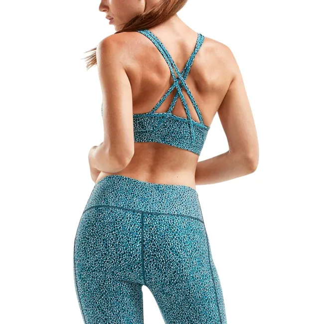 2XU - Bustiera sport pentru femei - XVENT Strappy Back Crop Rain Spot - albastru ocean