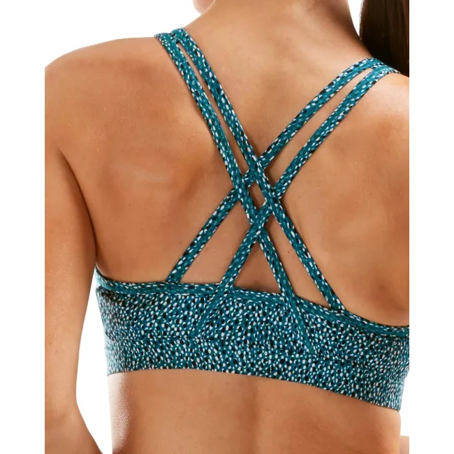 2XU - Bustiera sport pentru femei - XVENT Strappy Back Crop Rain Spot - albastru ocean