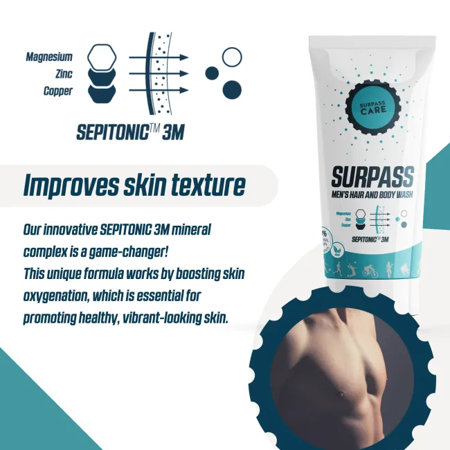 Surpass - gel de bus barbati Men`s hair and body wash Sepitonic 3M - 250ml