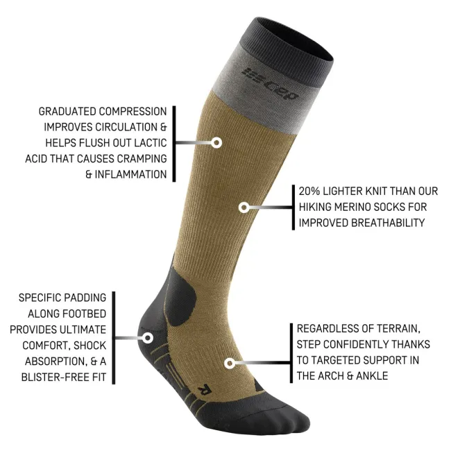 CEP - sosete compresie inalte - Hiking Light merino Socks W - Sand I Grey