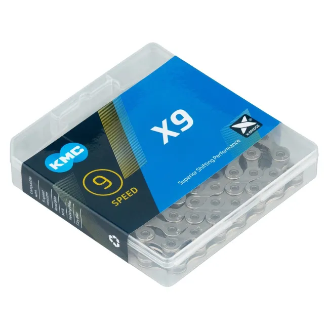 Kmc - Lant Bicicleta 9 viteze X9, 114 zale - gri argintiu