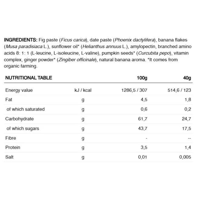 226ers - baton energie - Race Day Bar BCAA Vegan - banana | ghimbir - 40gr